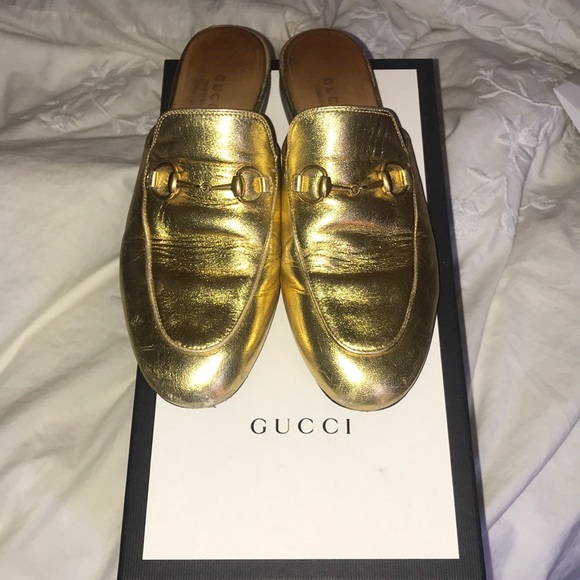 gucci metallic mules